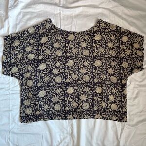 Maelu blue Harlow floral box top viola print size medium boho hippie